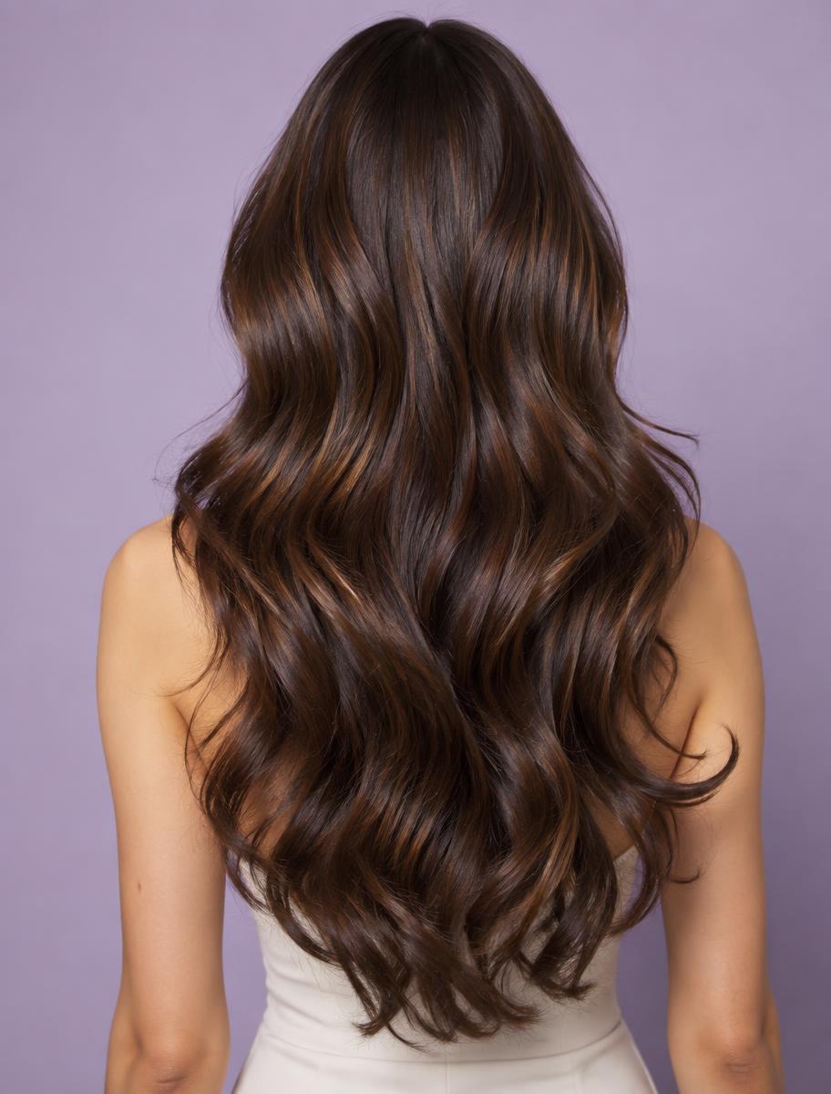 Long softly waved hair after a blow-dry